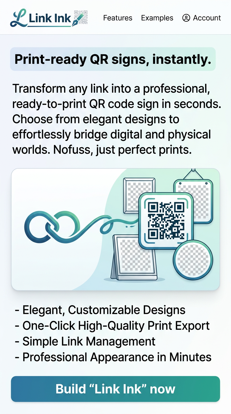 Print-ready QR signs, instantly.